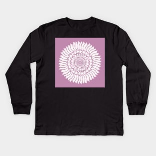 Lovely Lilac Leafy Mandala - Intricate Digital Illustration - Colorful Vibrant and Eye-catching Design for printing on t-shirts, wall art, pillows, phone cases, mugs, tote bags, notebooks and more Kids Long Sleeve T-Shirt